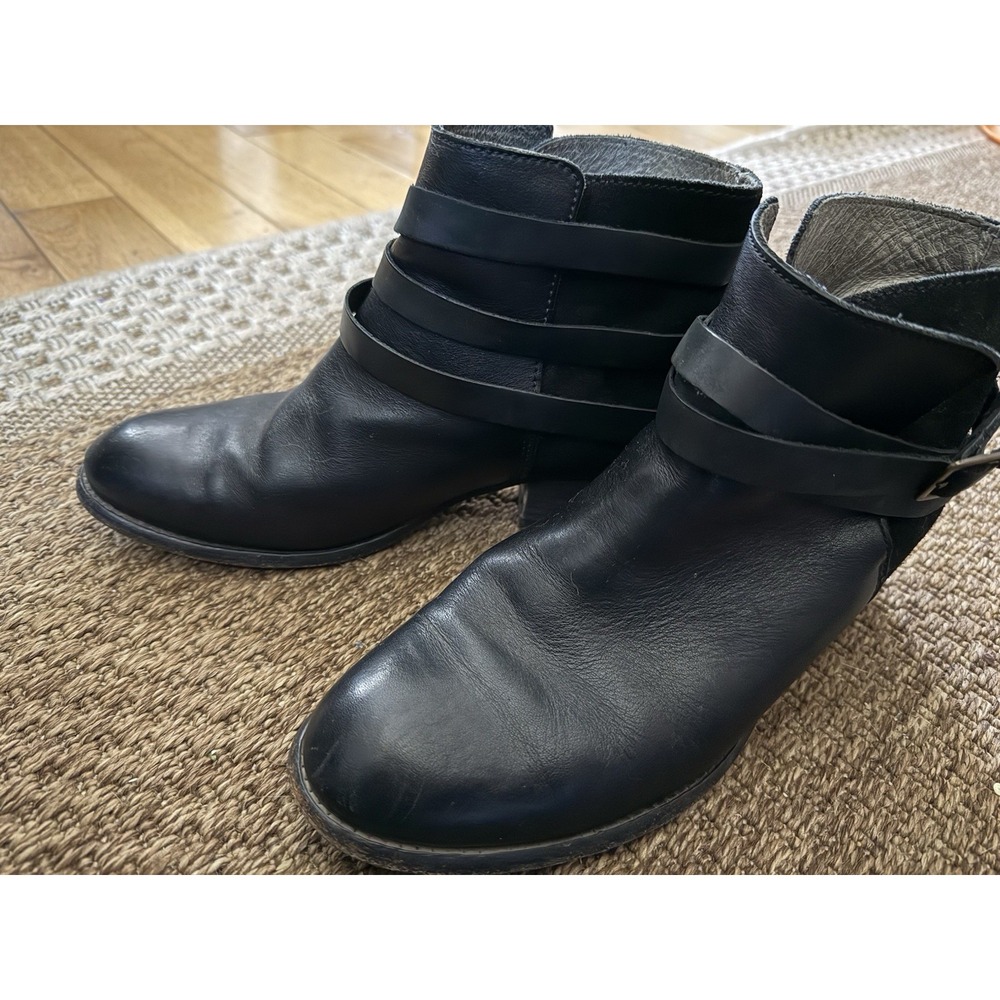 H by Hudson Vintage Black Leather And Suede Chelsea Boots With Straps Size 41